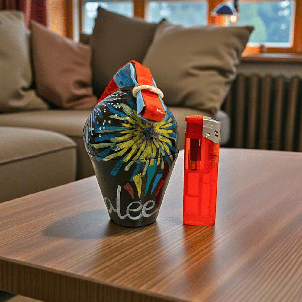 Handbemalte Kugelbombe (Dummy) 3 Inch / 75mm – Deko für Feuerwerkfans