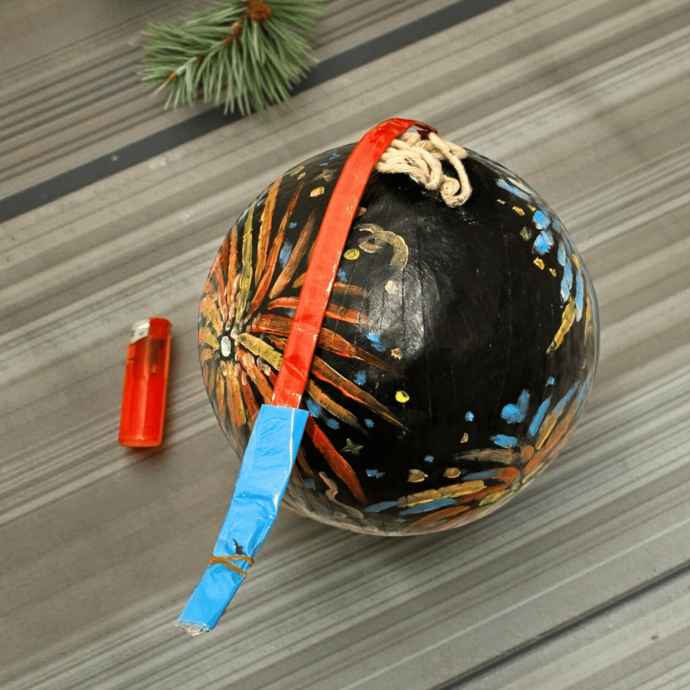 Handbemalte Kugelbombe (Dummy) 8 Inch / 200mm – Deko für Feuerwerkfans